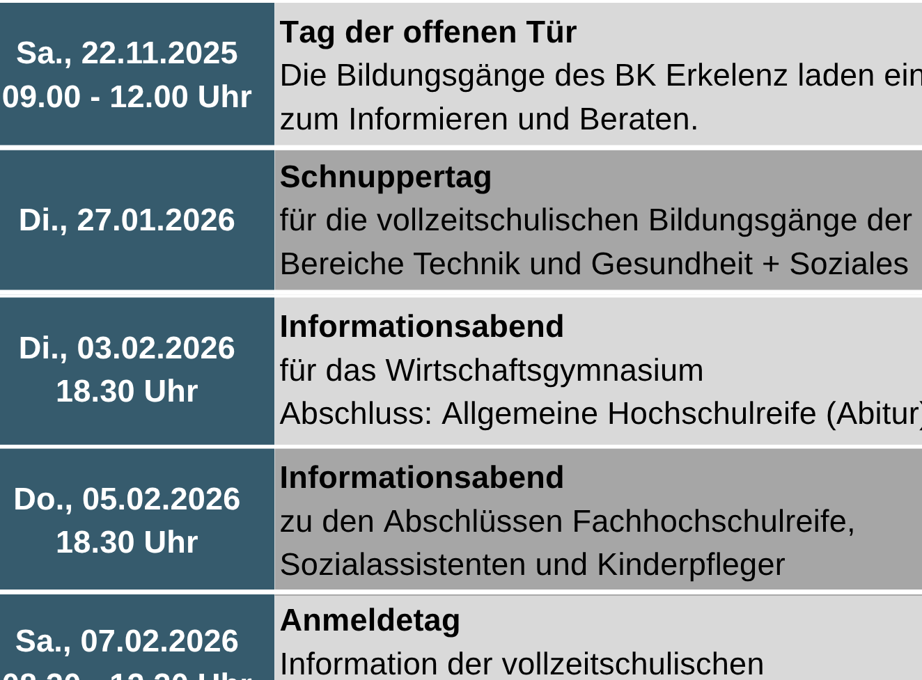 nächste Infoveranstaltungen
